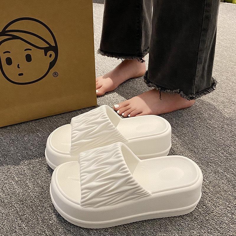 Dép bánh mì quai ngang thời trang đúc nguyên khối độn đế 7cm cực xinh