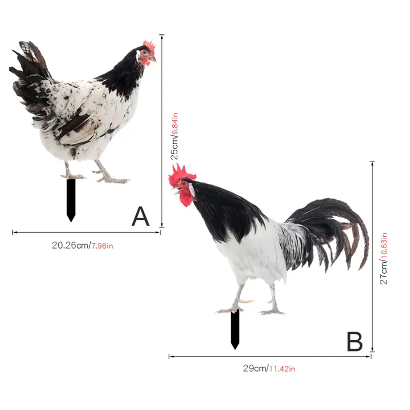 Acrylic Cock And Hen Figures Garden Statues Yard Art Decor Garden Outdoor Decoration