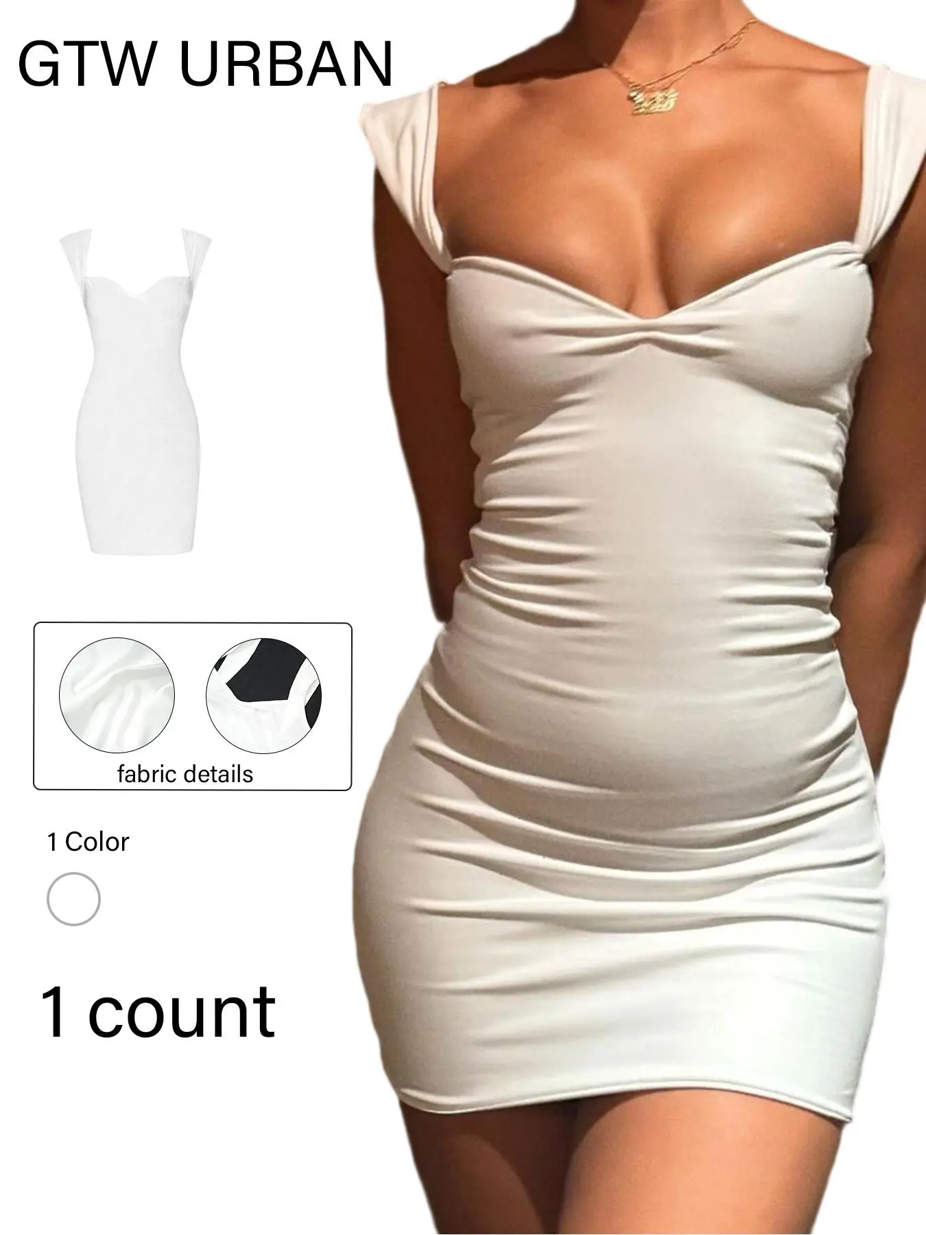 Women's Solid Color Bodycon Dress, Fashion Casual Sleeveless Short Dress for Daily Outdoor Wear, Ladies Dress for Summer