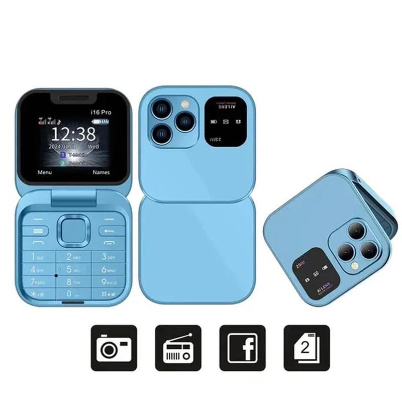 Product Introduction of New Mini Flip Mobile Phone SERVO I16Pro Small Foldable Call Speed FM Cellphone Dial Telephones Q0C3 60