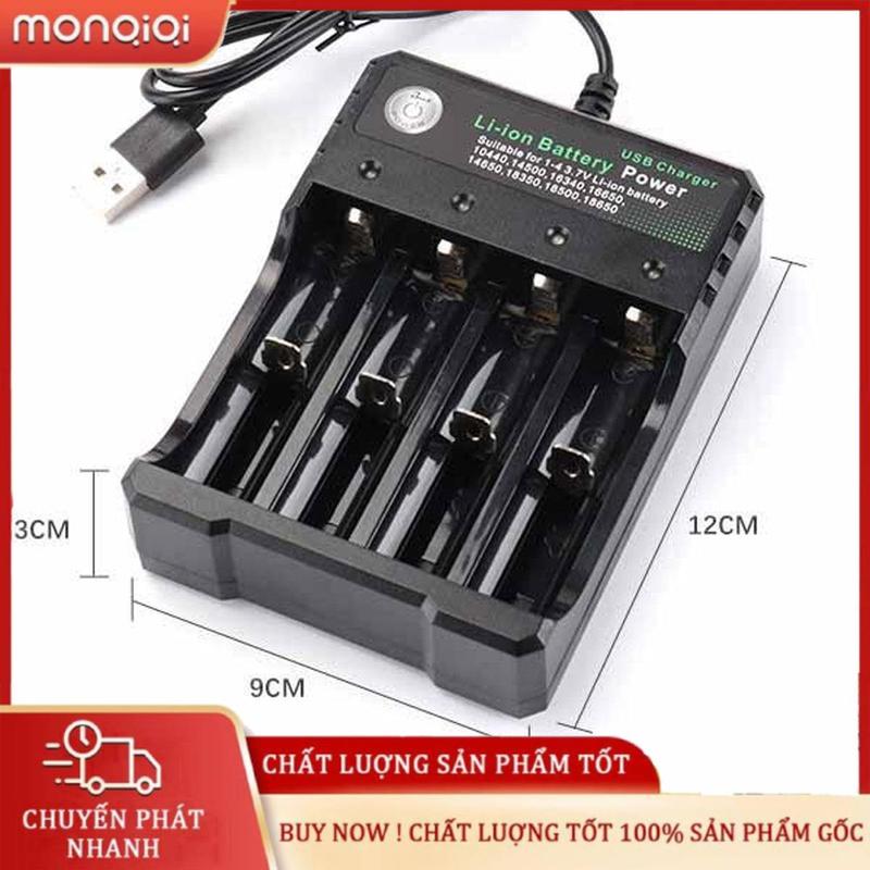 Sạc Pin Tự ngắt và có đèn báo khi đầy 4 Khe cao cấp dùng cho pin 18650 AA Mobile Thuận lợi