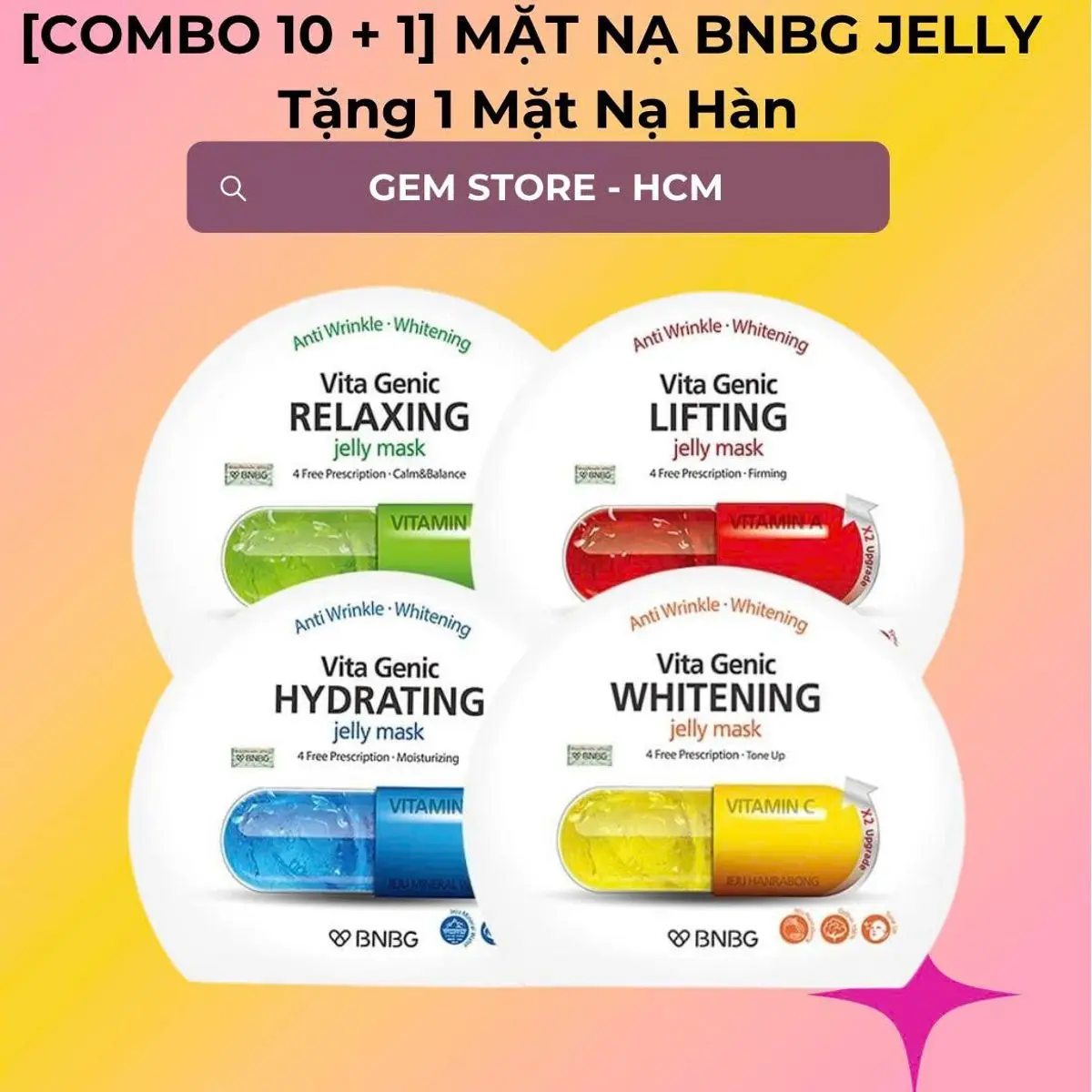 [Combo 10 Tặng 1 ] Mặt Nạ BNBG Mix cung cấp dưỡng chất cấp ẩm phục hồi mờ thâm cho mọi loại da