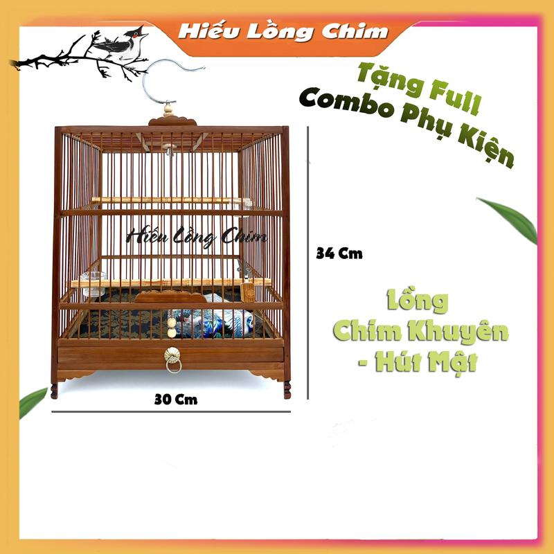 ( Giảm 20 % )  Lồng Chim Khuyên + Chim Hút Mật Tự Ráp Phom Vuông Size 30 x 34 Trúc Già Cật  ( Đã Ráp Trước 3 Mặt  )