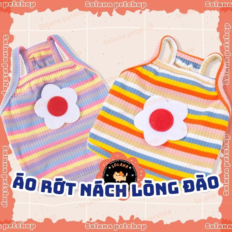 Áo hai dây thun gân mềm, màu cầu vồng cho chó mèo - Solana petshop