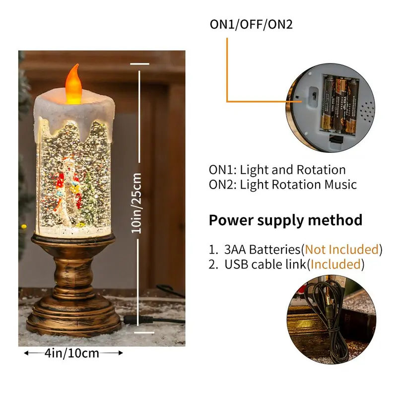 Candles Design LED Candle Light, 1 Count Battery Powered Flickering Flameless Candle Light, Glittering Spinning Candle Light for Christmas Decorations, the Range LED Candle 1