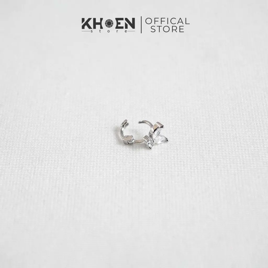 (1 Chiếc) Khuyên Tròn Bướm đá - Hợp kim - Khoen Store