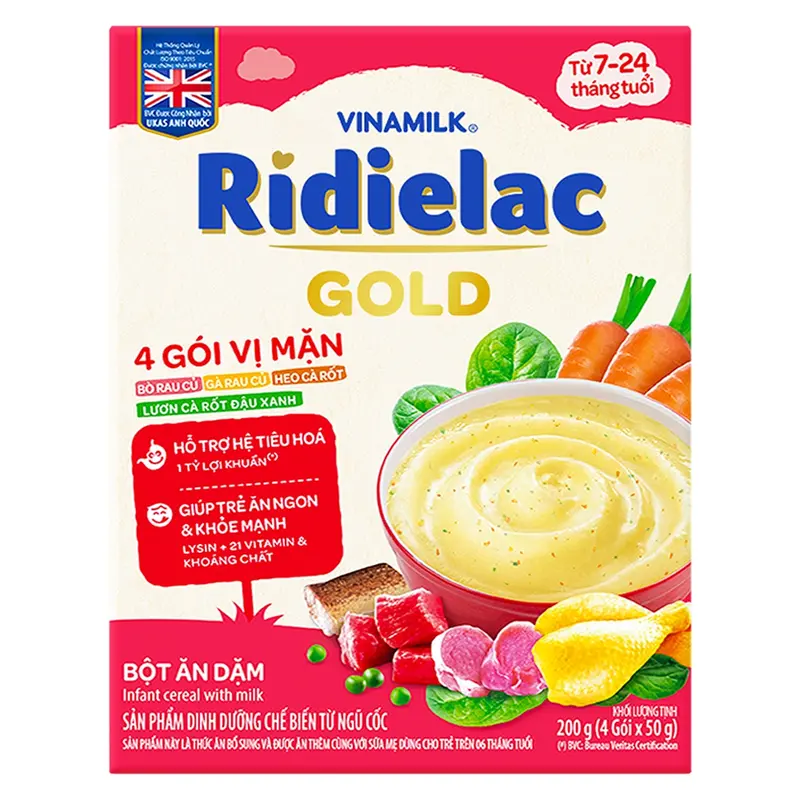 Bột ăn dặm Ridielac Gold 4 gói vị mặn HG 200gr ﻿dành cho bé từ 7 đến 24 tháng tuổi 3