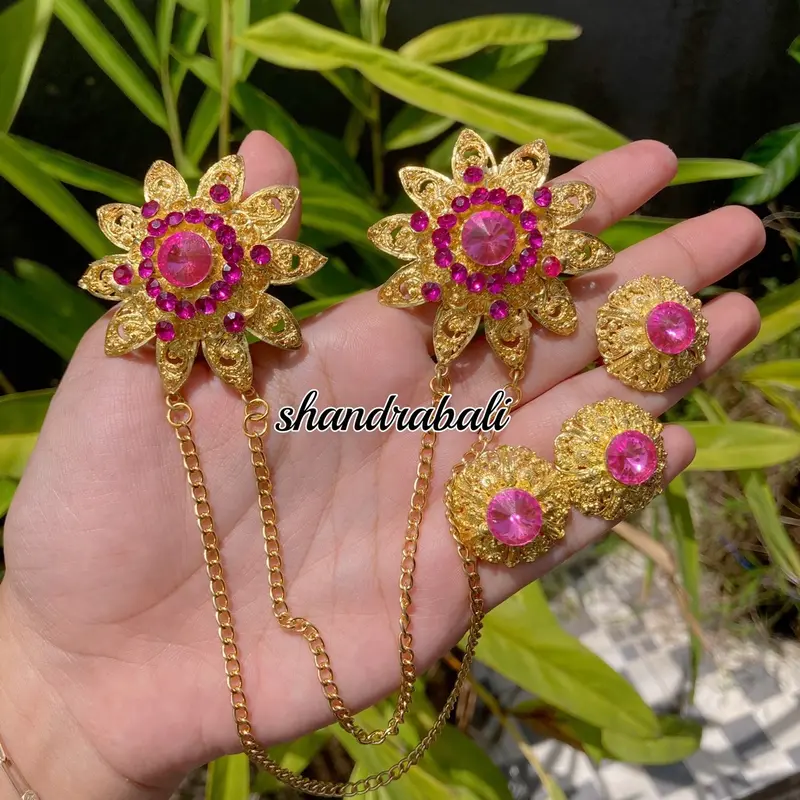Set Bros Kancing Peniti Kenanga Polos Bulat Aksesoris Perhiasan Baju Adat Kebaya Wedding Alpaka Bali 7
