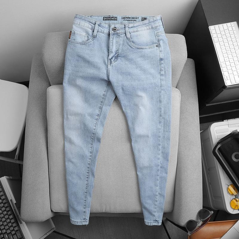 Quần Jean Nam CC màu Xanh Nhạt Phong Cách Chất Liệu Co Giãn Tốt EP014 Menswear Denim Bò Pants