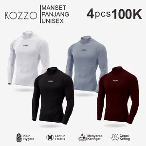 Paket 4 pcs Kaos Manset Olahraga Lengan Panjang Tanpa Lubang Jempol Baselayer kozzo Sport Abu