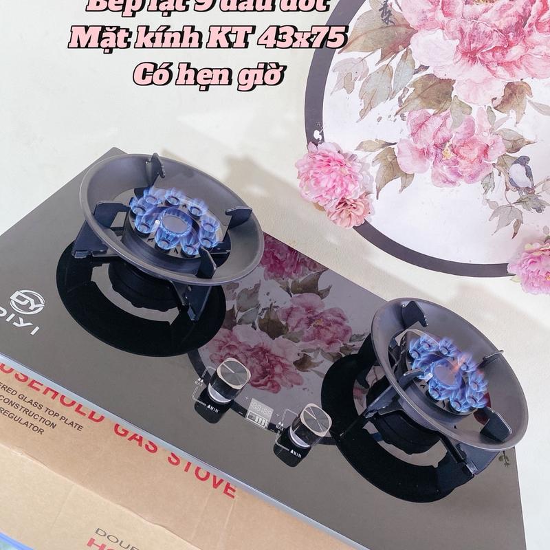 Bếp Gas Điện Lật 9 Đầu Đốt Cao Cấp Để Âm Và Dương Đều được. Khuyến mại kèm van dây.   Mặt kính cường lực. Tiện lợi vệ sinh. Bảo hành 24 tháng