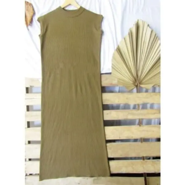 Inner Dress Rajut Tanpa Lengan | Inner Dress Muslim | Dress Rajut Span A-Line Fit Kantong Cantik Kerah Nyaman 2
