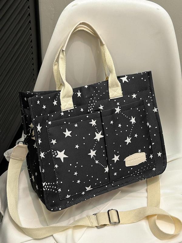 Stylish Ditsy Floral & Polka Dit & Star & Fruit Pattern Tote Bag As Back To School Gift, Tote Bag for Women,  Unique Bags, Tote Bag for School Gifts, Trendy Versatile High-quality Daily Commuting Handbags for Work Office & Daily Used 1