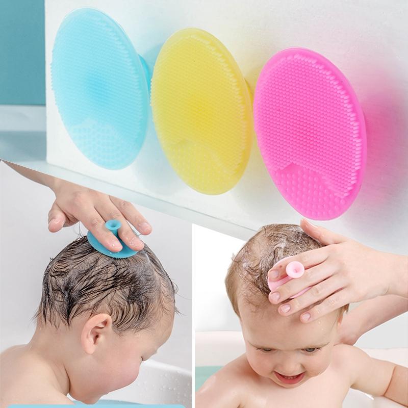 Bàn Chải Gội Đầu Bằng Silicon, Cho Em Bé, Mềm Mại Và Thích Hợp Cho Trẻ Sơ Sinh, Bé Trai Và Trẻ Em, Bàn Chải Tắm, Bàn Chải Mát Xa Gội Đầu Đầu, Có Lược Lau 0