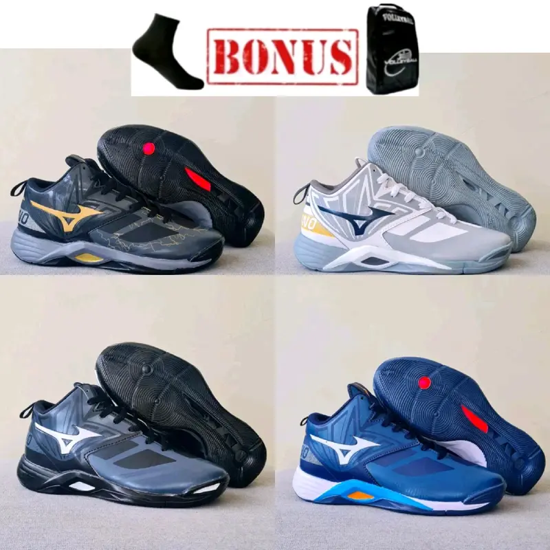 sepatu voli mizuno momentum 2 mid murah sepatu olahraga pria wanita lokal  Nyaman Cepat Kering Uniseks 0
