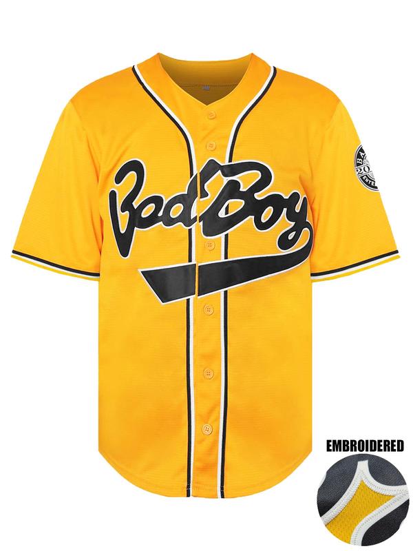 Men's Letter & Figure Embroidery Baseball Jersey, Loose Casual Retro Baseball Top, Streetwear Men's Top for Daily Wear 4