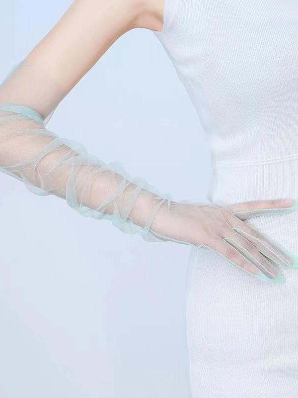 Women's 1 Pair Solid Mesh Gloves, Elegant Gloves For Wedding Party Evening Formal Occasion, Transparent Clothes Accessories For Banquet 5