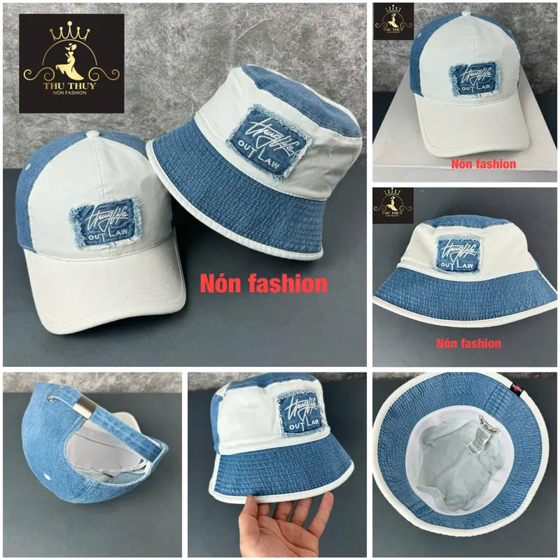 Mũ couple - Nón đôi - Nón cặp trắng xanh (jean) phong cách thời trang dành cho cặp đôi (1 kết + 1 vành) caps hat 0