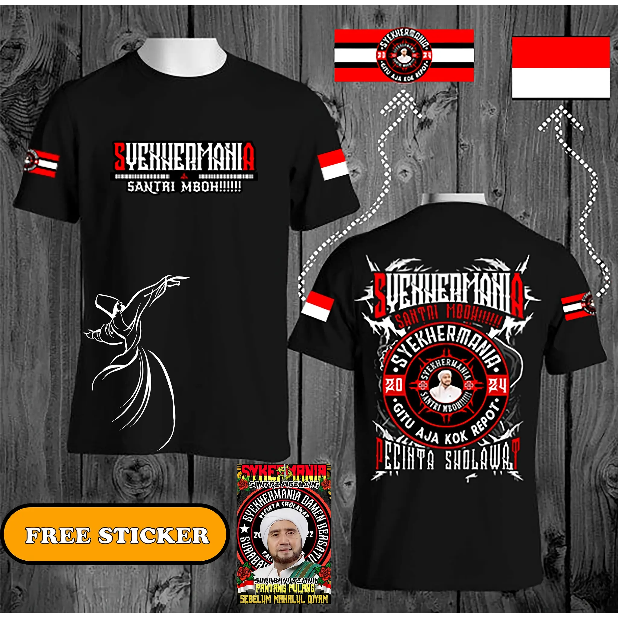 Kaos Syekhermania Anak Cinta Sholawat Habib Syaikh Baju vol 2 Merah