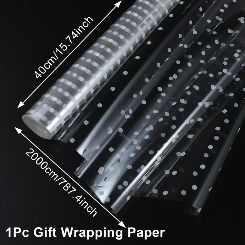 Clear Packaging Roll Paper, 1 Roll 45cm Wide 10m Long 2.5mm Thickness Transparent Packaging Paper, Gift Wrapping Paper for Birthday Wedding 6