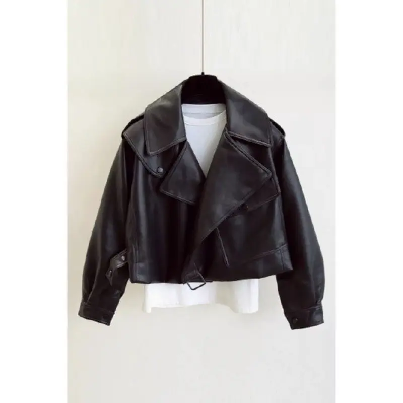 Riseleather.id Jaket Kulit Wanita Oversize Korean BLACK VEIL 90’s VINTAGE 3