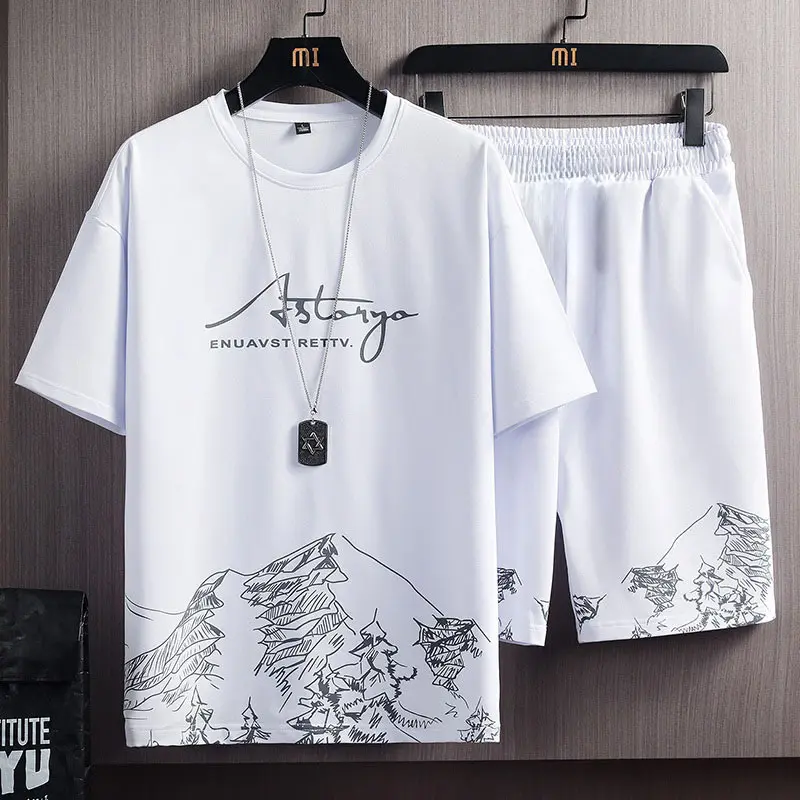 Bộ quần áo nam thể thao thun lạnh co dãn nhanh khô in chữ Ground Menswear 5