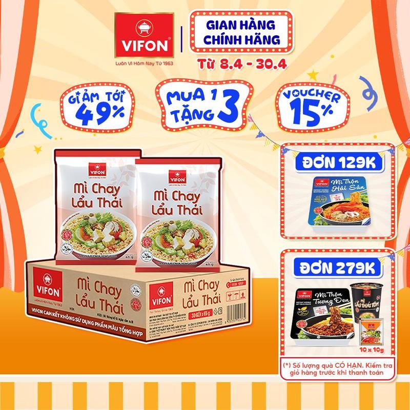 Thùng 30 gói Mì Chay Lẩu Thái VIFON 65gr/ Gói