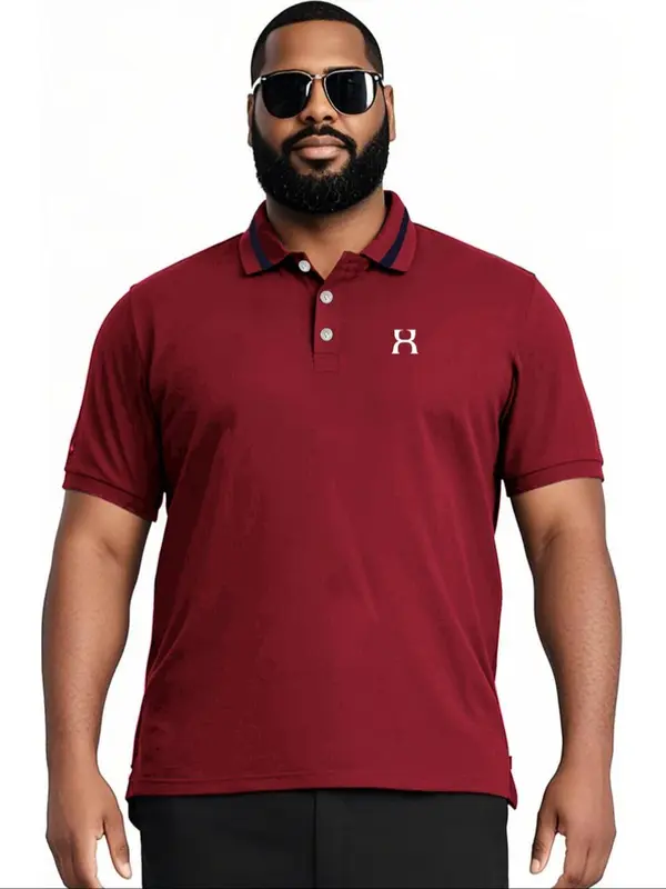 【Plus Size】 Men's Regular Fit Polo Shirt, Casual Short Sleeve Collared Top for Summer, Fashion Men's Clothes for Daily Wear 3