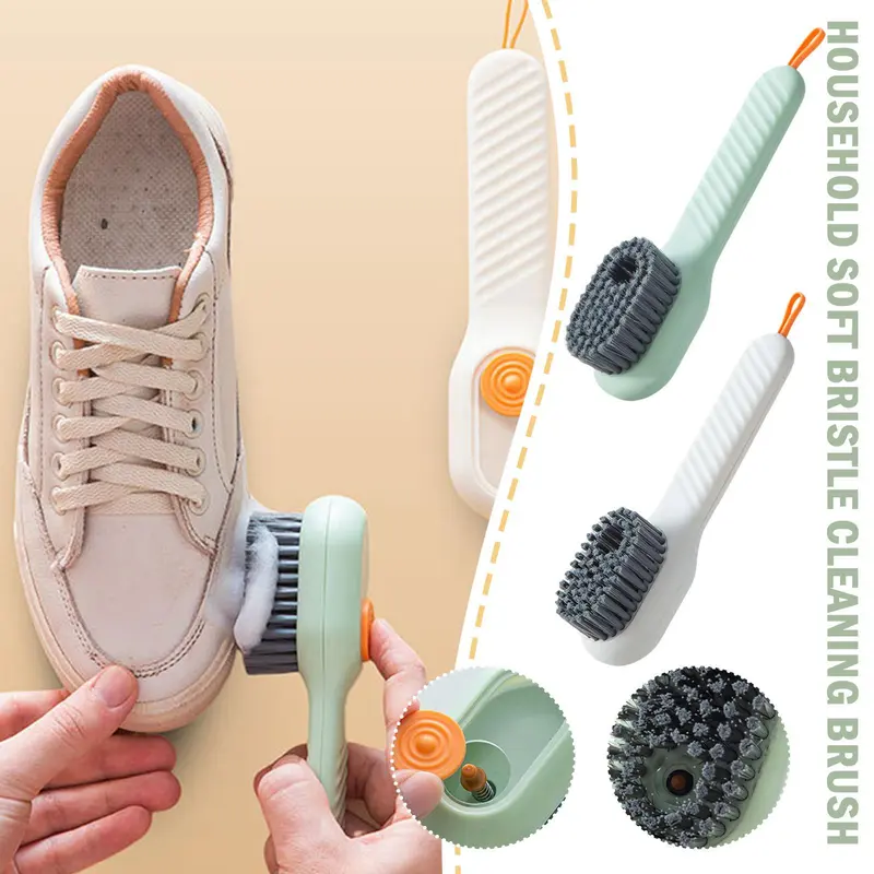 Bàn Chải Làm Sạch Giày, Thiết Kế 2in1, Có Ngăn Xà Phòng Tích Hợp, Dụng Cụ Chà Bông Lông Mềm, Thích Hợp Cho Gia Đình, Lý Tưởng Cho Việc Giặt Là Và Sử Dụng, R8A8 3