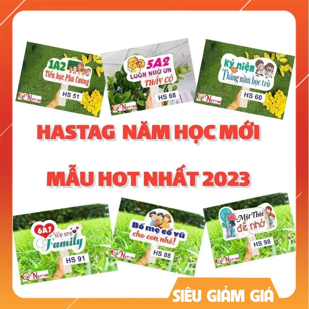 [Học Sinh 2] Hashtag Khai giảng, Bế giảng, Học sinh, Trường lớp - Bảng chụp ảnh cầm tay