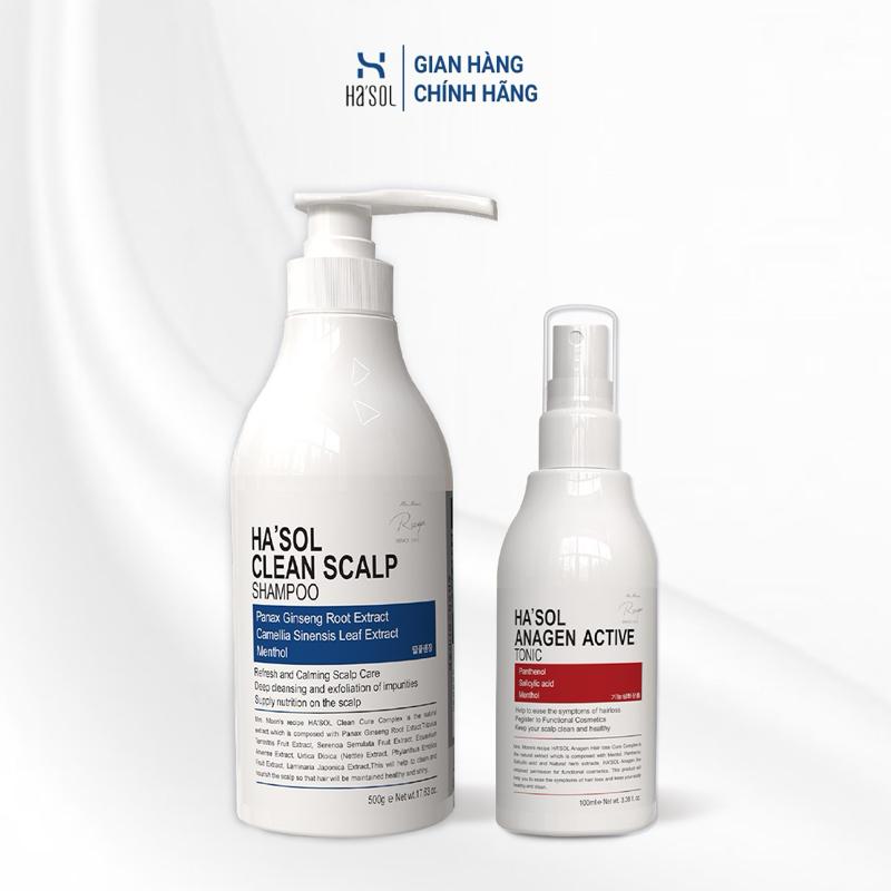 Combo Dầu Gội Chống Gàu Nấm Ngứa Clean Scalp Hasol 500g + Xịt Dưỡng Kích Mọc Tóc Hasol 100ml