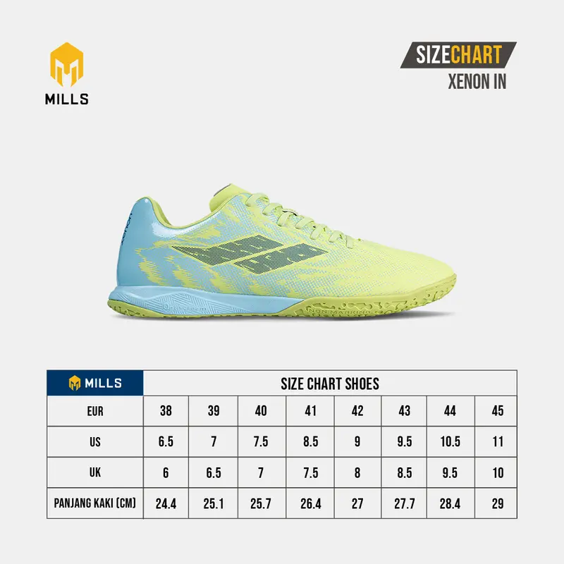 MILLS SEPATU FUTSAL XENON IN 9401608 WHITE/LIMEGREEN 38