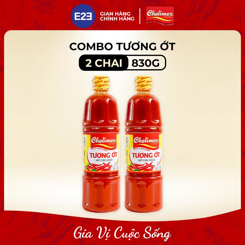 Combo 2 Chai Tương Ớt Cholimex Chai Pet 830g - Ớt Tươi Nguyên Chất, Tỏi Tươi Nguyên Chất, Hương Vị Thơm Cay