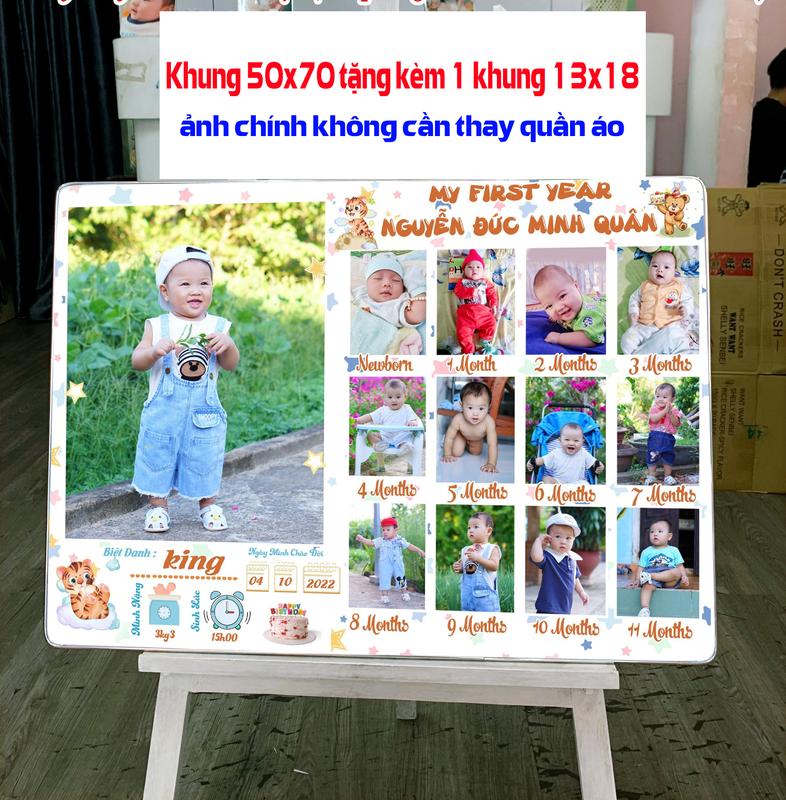 Khung tráng gương bo viền 4k Hd  50x70 12 tháng   Decor Khung Tranh Decor Phòng Treo Tường Trang Trí Nhà Mica ảnh cổng ép gỗ