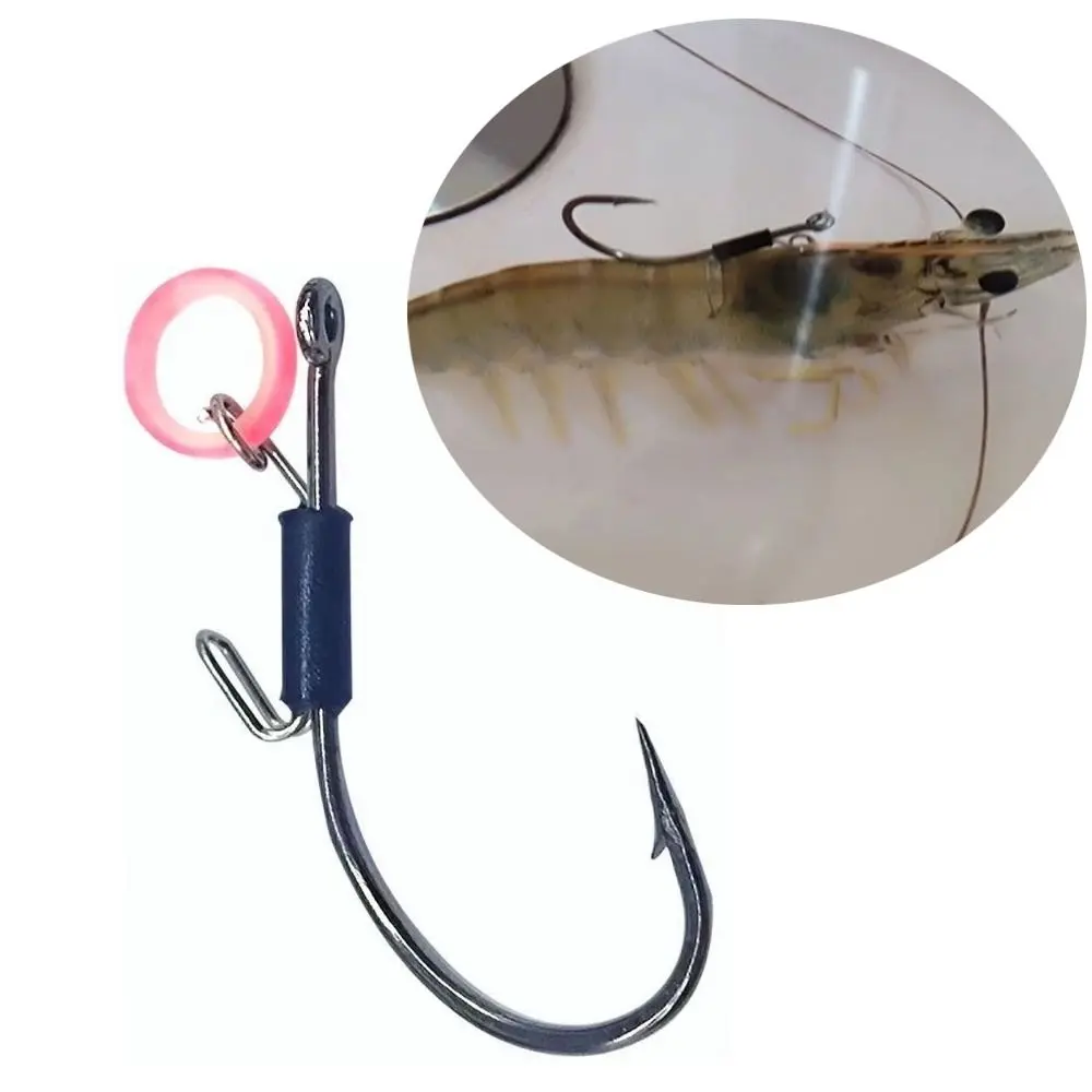 10pcs 2025 Third generation Live Shrimp Bait Hooks Single hook Wacky Weedless Worm High-carbon Steel Fishhook Soft Worm Wide Gap Fishing Hook Sea Fishing