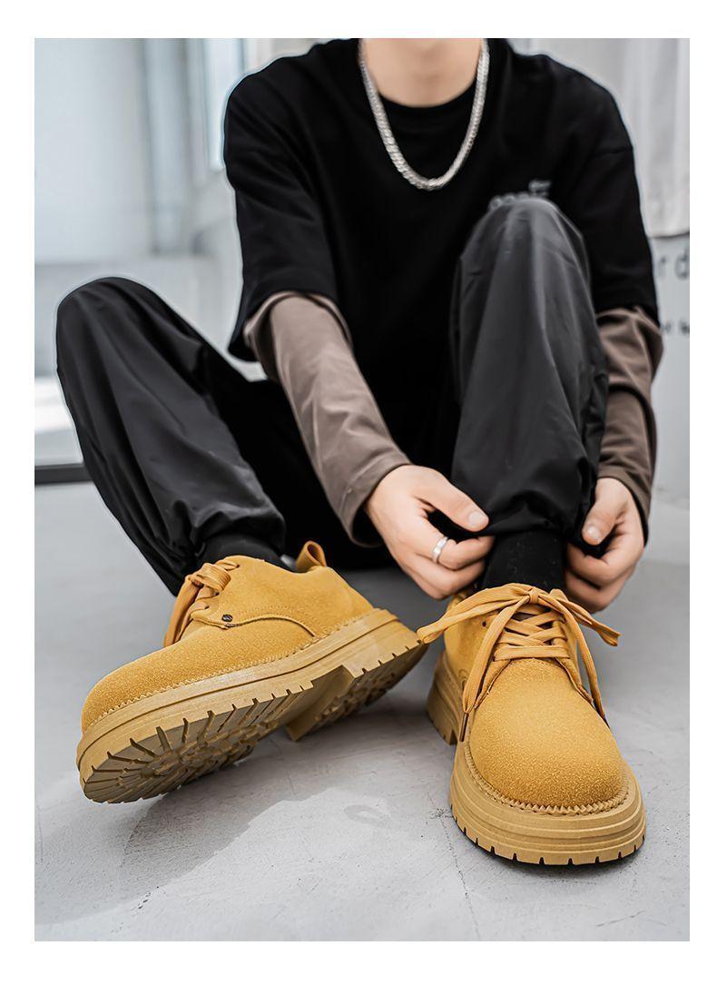 Product Introduction of Men's Shoes 2025 New Spring British Style Retro Low-top Work Boots Yellow Boots Men's Outdoor Sports Martin Boots Slipper 31