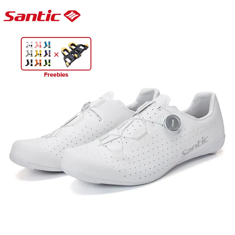 Santic Giày Đạp Xe Nam Đế Carbon Fiber Road Bike, Giày Đạp Xe Nữ Thoáng Khí Hệ Thống Vặn Dây ATOP WZS24043