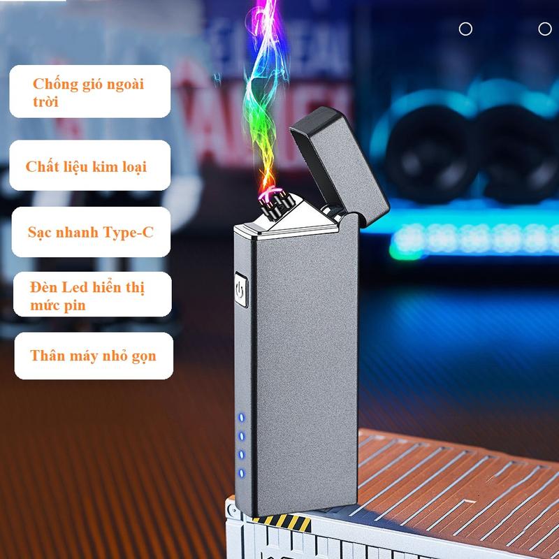 bật lửa sạc điện tặng kèm cáp sạc và hộp đựng
