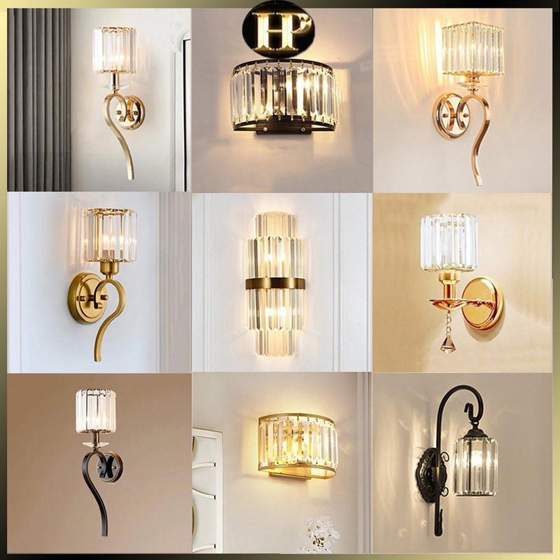 Đèn cầu thang, đèn gắn tường phòng khách phòng ngủ khung thuỷ tinh trong