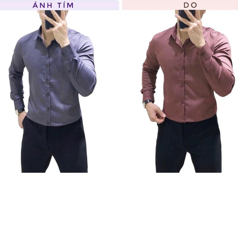 TỔNG HỢP BẢNG MÀU SƠ MI TRƠN NAM  - form áo slimfit - chất vải lụa cotton MỎNG NHẸ - mềm mịn mát 9