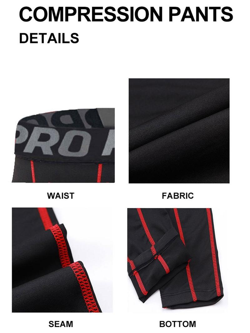 Product Introduction of Men's Letter Tape Thermal Leggings, Casual Comfy Breathable Compression Skinny Pants for Daily Wear, Men's Thermal Underwear for Spring & Fall 5