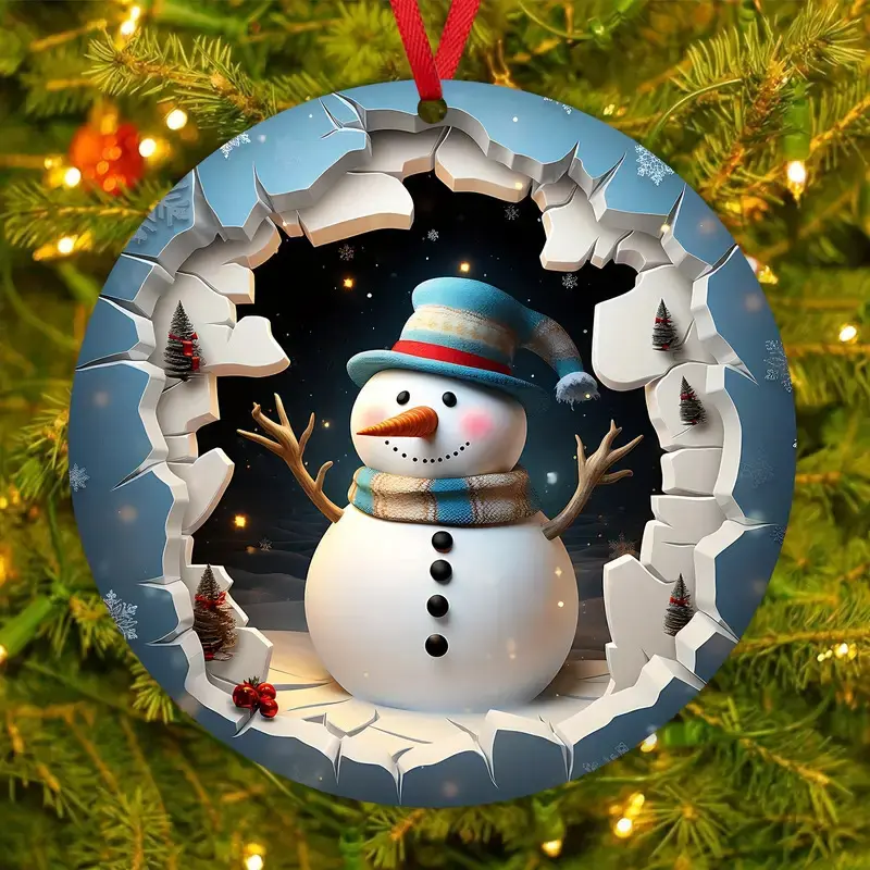 Christmas Snowman Christmas Tree Decoration Wooden Craft Santa Claus Red Clothes Cloth Bird Holiday Arrangement Hanging Ornament