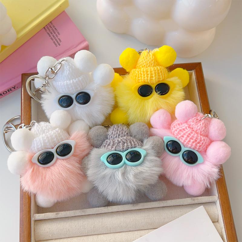 Product Introduction of Cartoon Rex Rabbit Pendant Keychain Korean Cute Plush Pompons Keyring Fashion Bag Key Pendant for Women Girl Deco Gift 22