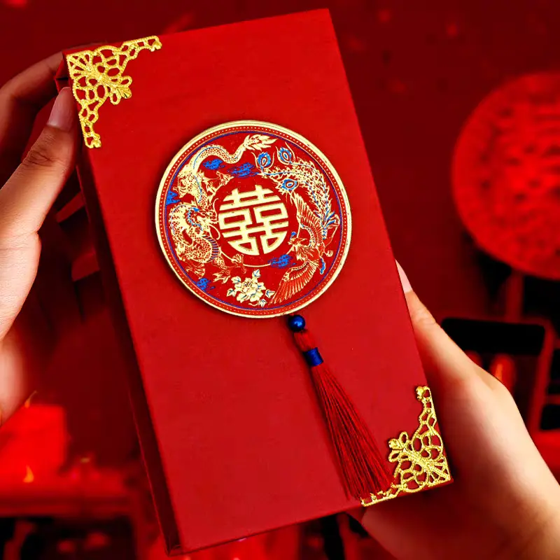 Hộp nạp tài Sính Lễ cưới Hoạ Tiết In 3D Cao Cấp tặng kèm giấy niêm phong 5