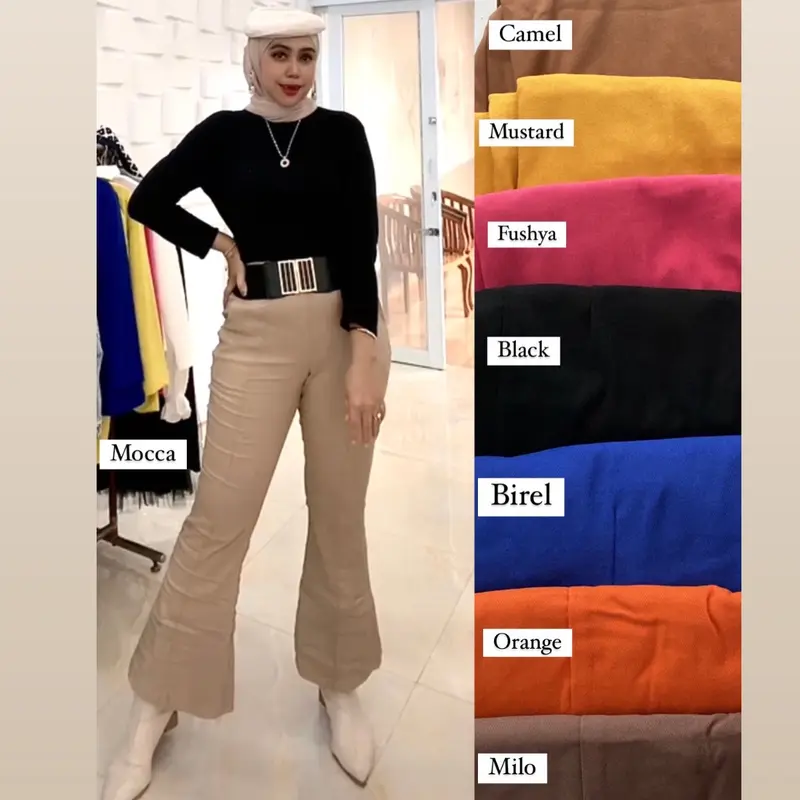 Celana Basic Semi Cutbray Highwaist Bahan Soft Jeans Melar | Gaya Casual dan Office Look | Panjang 100cm wanita 6