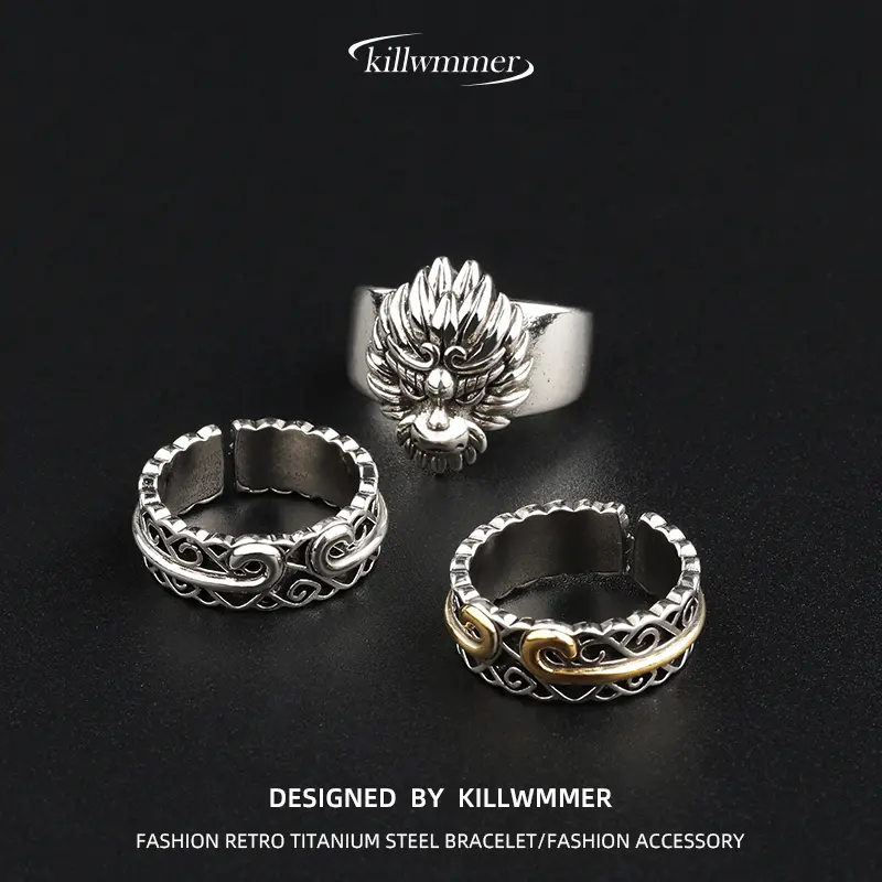 Black Mythical Goku Men's Ring, High end Adjustable Ring, Retro Chinese Fashion Index Finger Ring, Tail Finger Ring stress  rings celtic  knot  ring silicone  rings