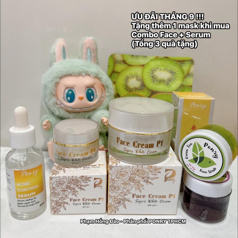Combo Kem Face P1 và Serum P1 Ponry chính hãng - Tặng kèm 2 quà