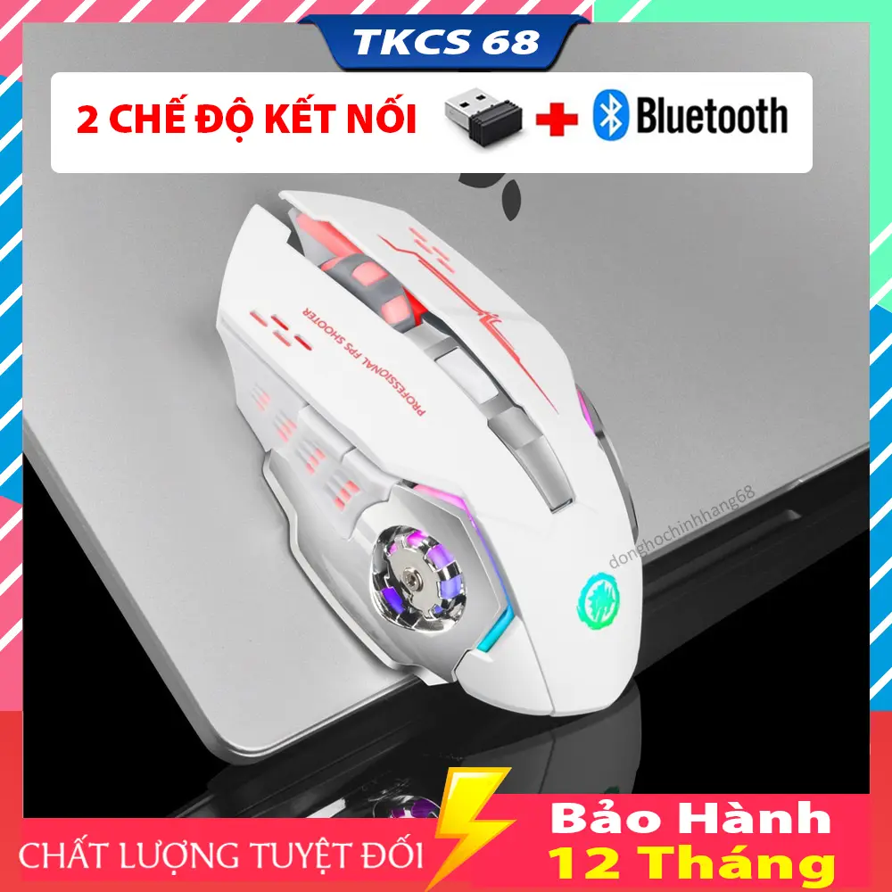 Chuột Bluetooth Gaming T28, Chuột Không Dây Dành Cho Game Thủ Click Không Gây Tiếng Ồn Có Đèn LED