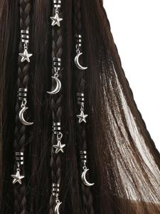 Anillos para el cabello de diseño minimalista de estrella y luna, 10 piezas de accesorios para el cabello de mujer para uso diario, accesorios para el cabello de moda y versátiles, exquisitos para regalo de cumpleaños
