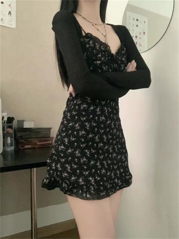 Product Introduction of Women's Dress Summer New Style Small Waist Slimming Sweet Spicy A- line Short Skirt French Floral Strap Dress Women Casual Womenswear Lingerie Comfort 7